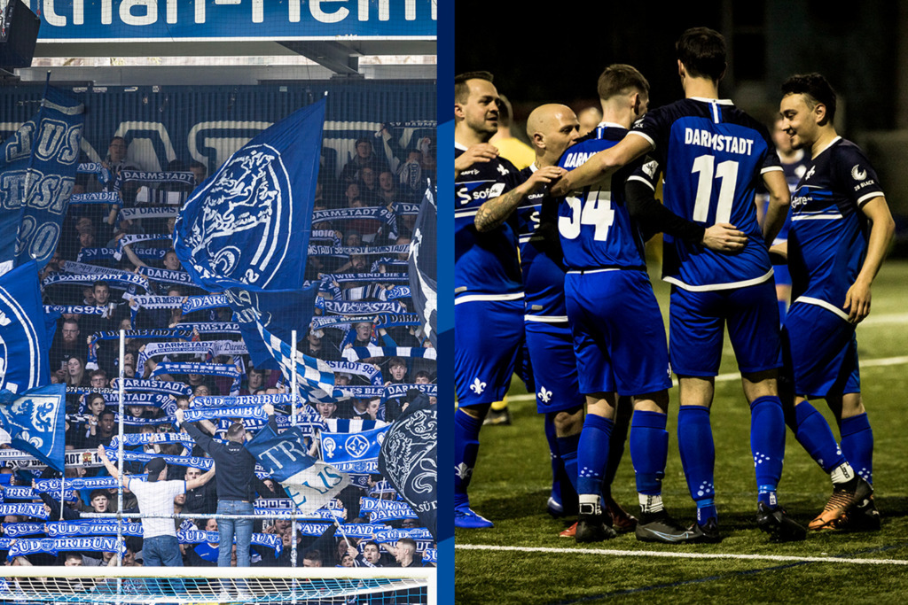 Fans der Lilien sowie die Fanmannschaft des SV Darmstadt 98