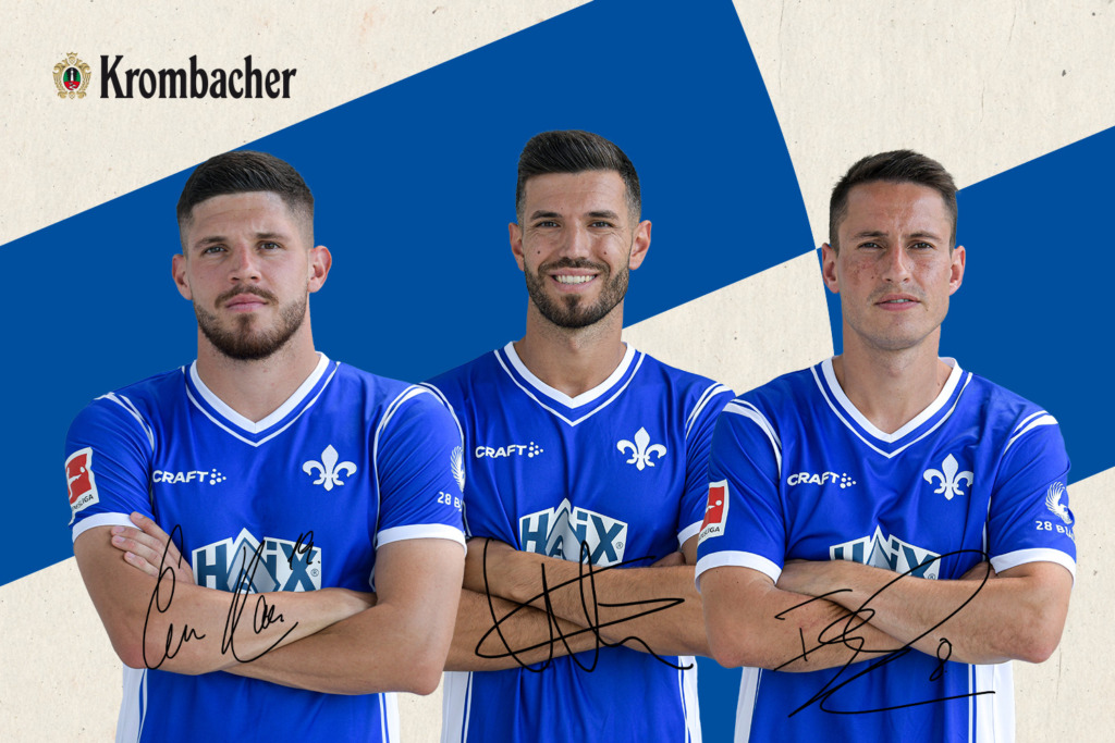 Krombacher Autogramm Grafik von Emir Karic, Klaus Gjasula und Fabian Schnellhardt