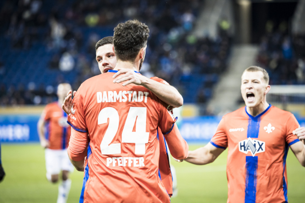 TSG Hoffenheim vs. SV Darmstadt 98, Jubel von Tim Skarke, Luca Pfeiffer und Emir Karic
