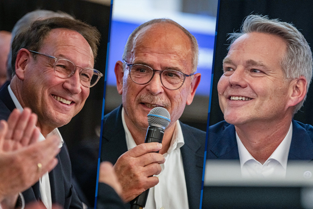 Von Links nach Rechts: Rüdiger Fritsch, Wolfgang Arnold & Markus Pfitzner in einer Collage von der Mitgliederversammlung