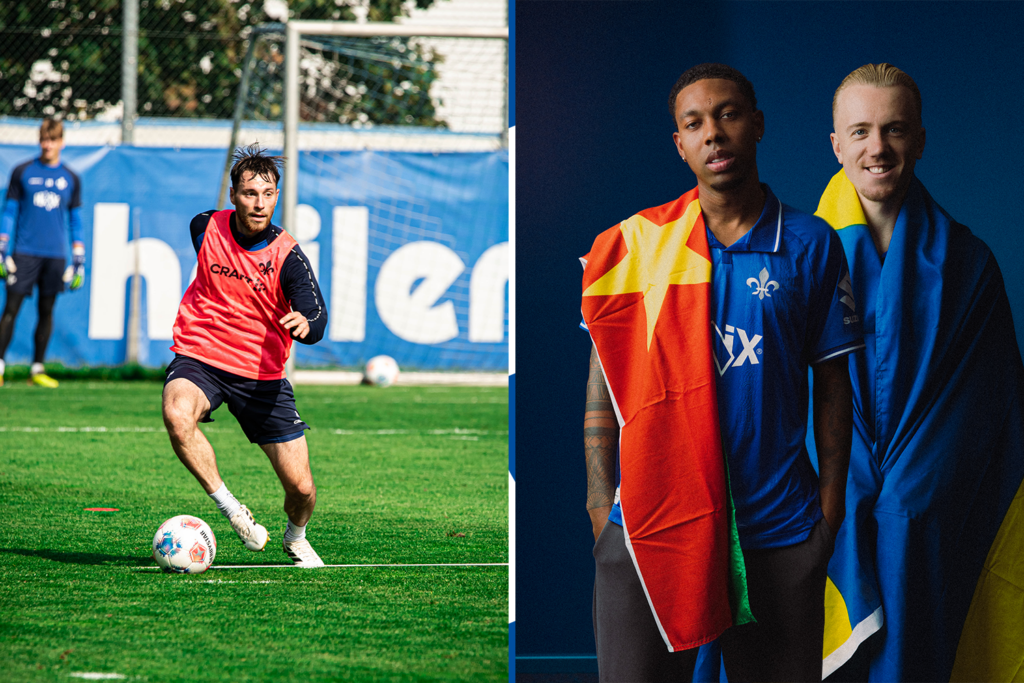 Links. Bader am Dribbeln Rechts: Djanga und Isac im National dress