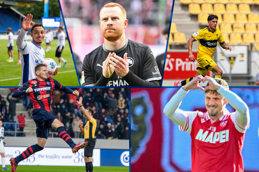 Paul Will (Greuther Fürth), Leon Klassen (Grazer AK), Meldin Dreskovic (Nyíregyháza Spartacus FC), Fabio Torsiello (Alemannia Aachen) und Othmane El Idrissi (Viktoria Aschaffenburg)