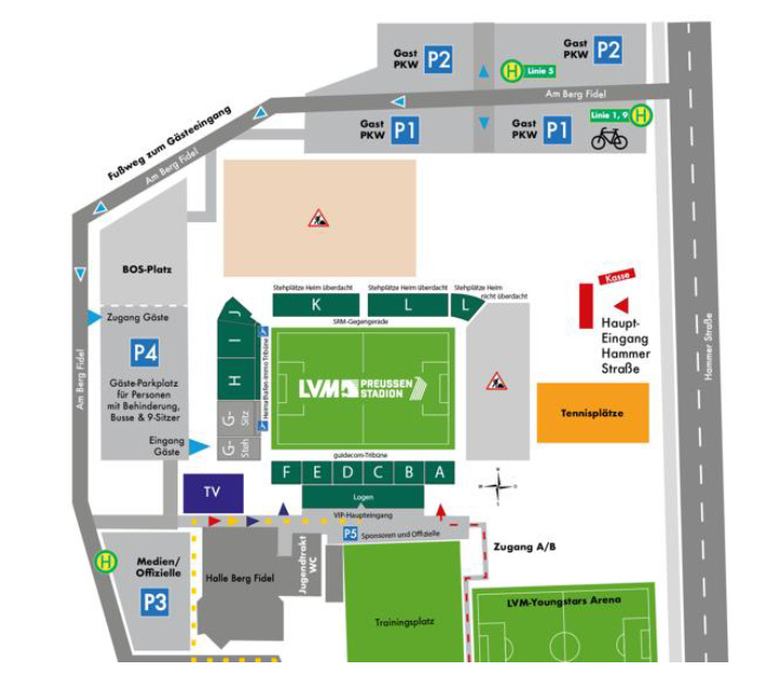 Park- und Stadionplan für das LVM-Preußenstadion