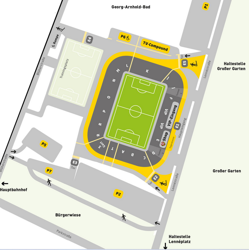 Anfahrt und Parkmöglichkeiten Rudolf-Harbig-Stadion